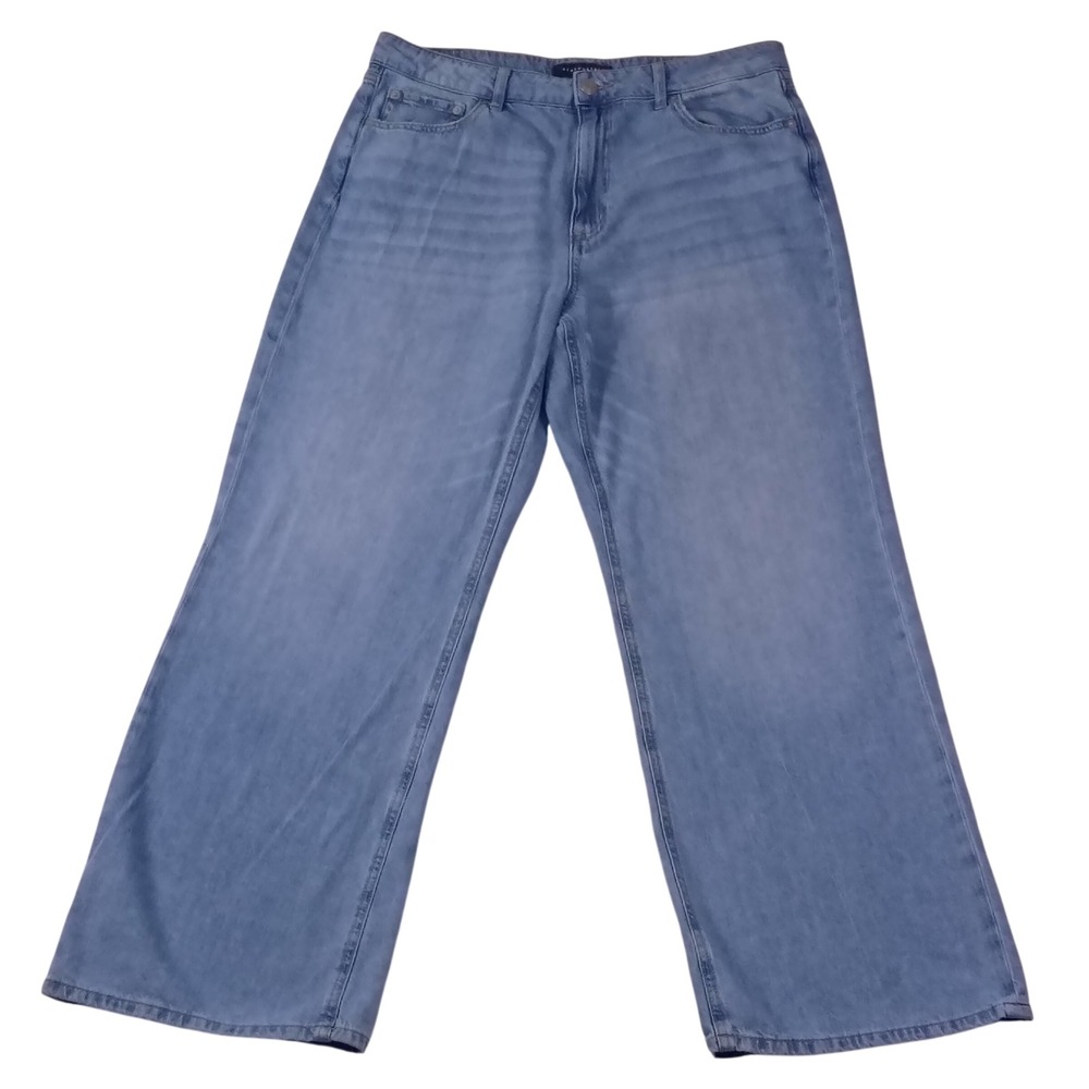 Aeropostale Womens High‎ Rise Wide Leg Jeans Light Wash Blue Denim Size 14 36x31